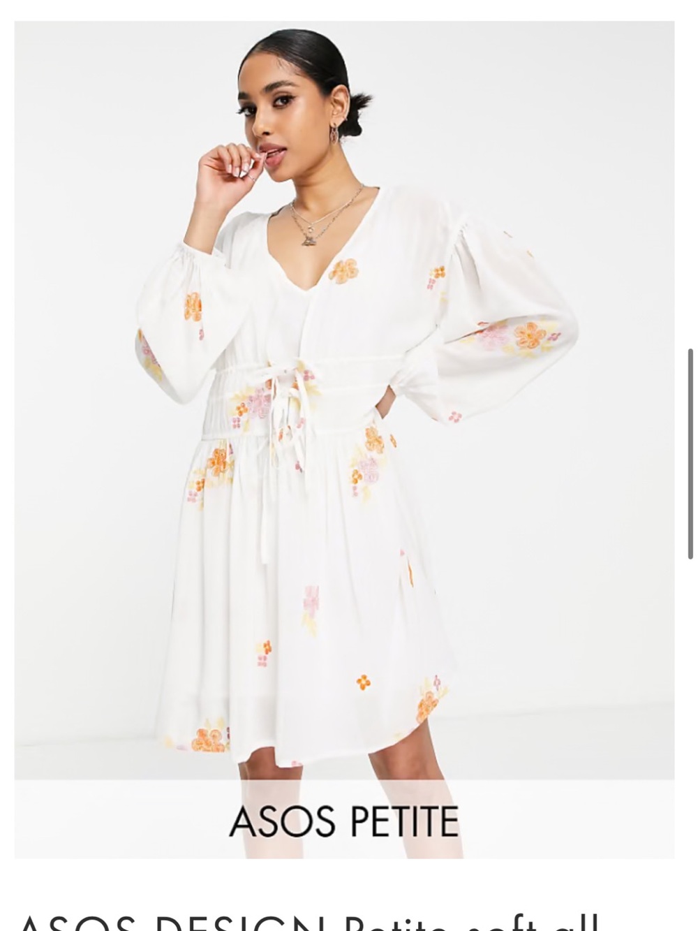 ASOS Petite White Floral Tie-Front Mini Dress